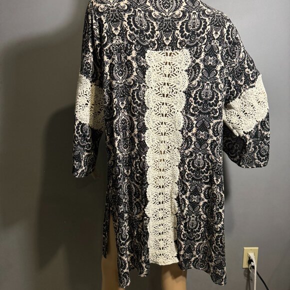 SPIN USA Vintage Boho Kimono Dress ~ Crochet Lace Trim, Made in USA (XL) - Picture 2 of 7